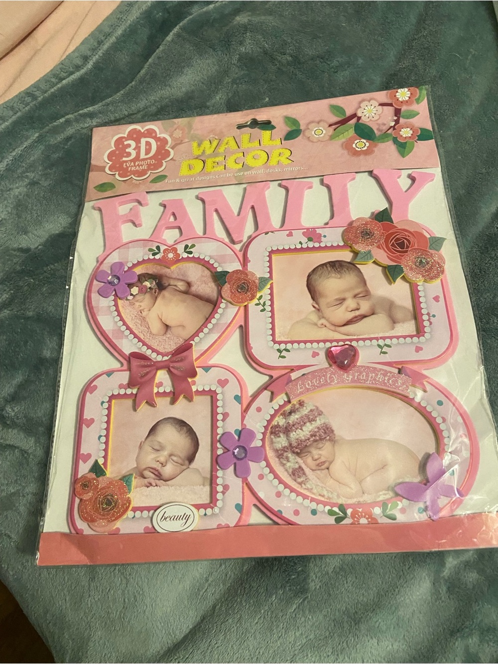 Pink FAMILY 3D Wall Photo Frame Set - Unbranded
